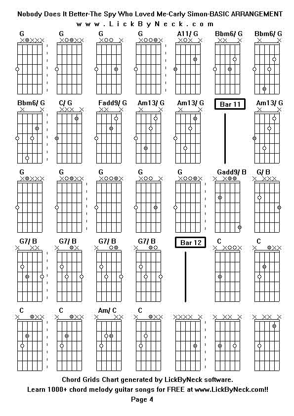 Chord Grids Chart of chord melody fingerstyle guitar song-Nobody Does It Better-The Spy Who Loved Me-Carly Simon-BASIC ARRANGEMENT,generated by LickByNeck software.